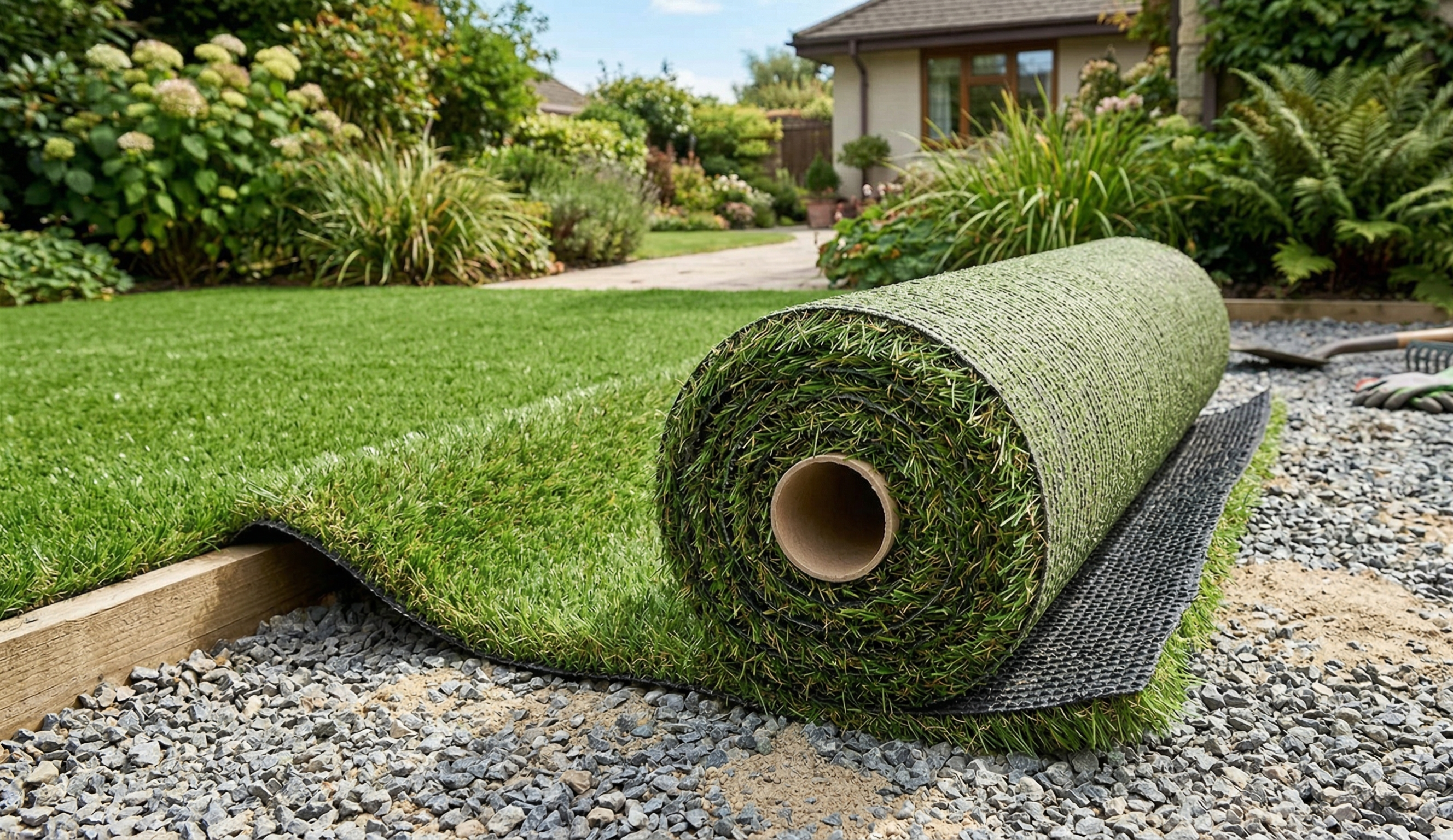 Instalación premium de césped artificial